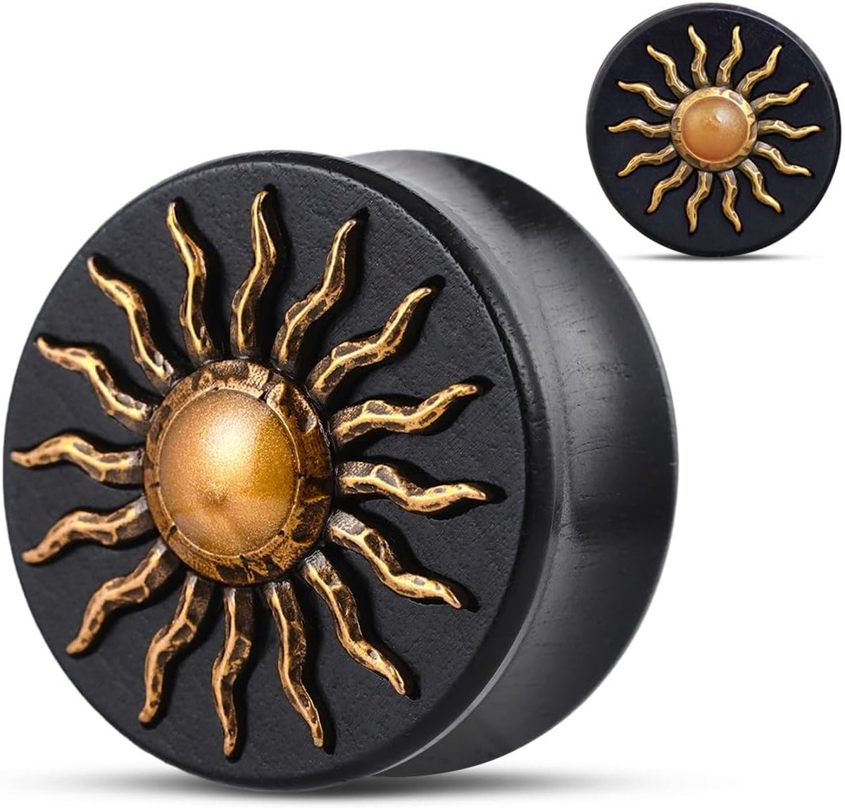 Zadel uitlopende pluggen en tunnels piercing meters hout ster logo oorbellen brancards.