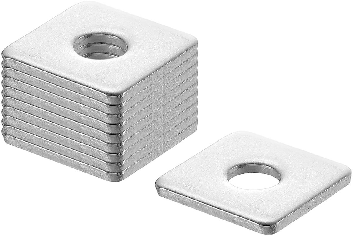 Vierkante sluitring voor 3/8" schroef, 201 roestvrij stalen lagerplaat, platte afstandhouder, afdichting voor machinereparatie, buitenbouw (0,08 inch dikte)