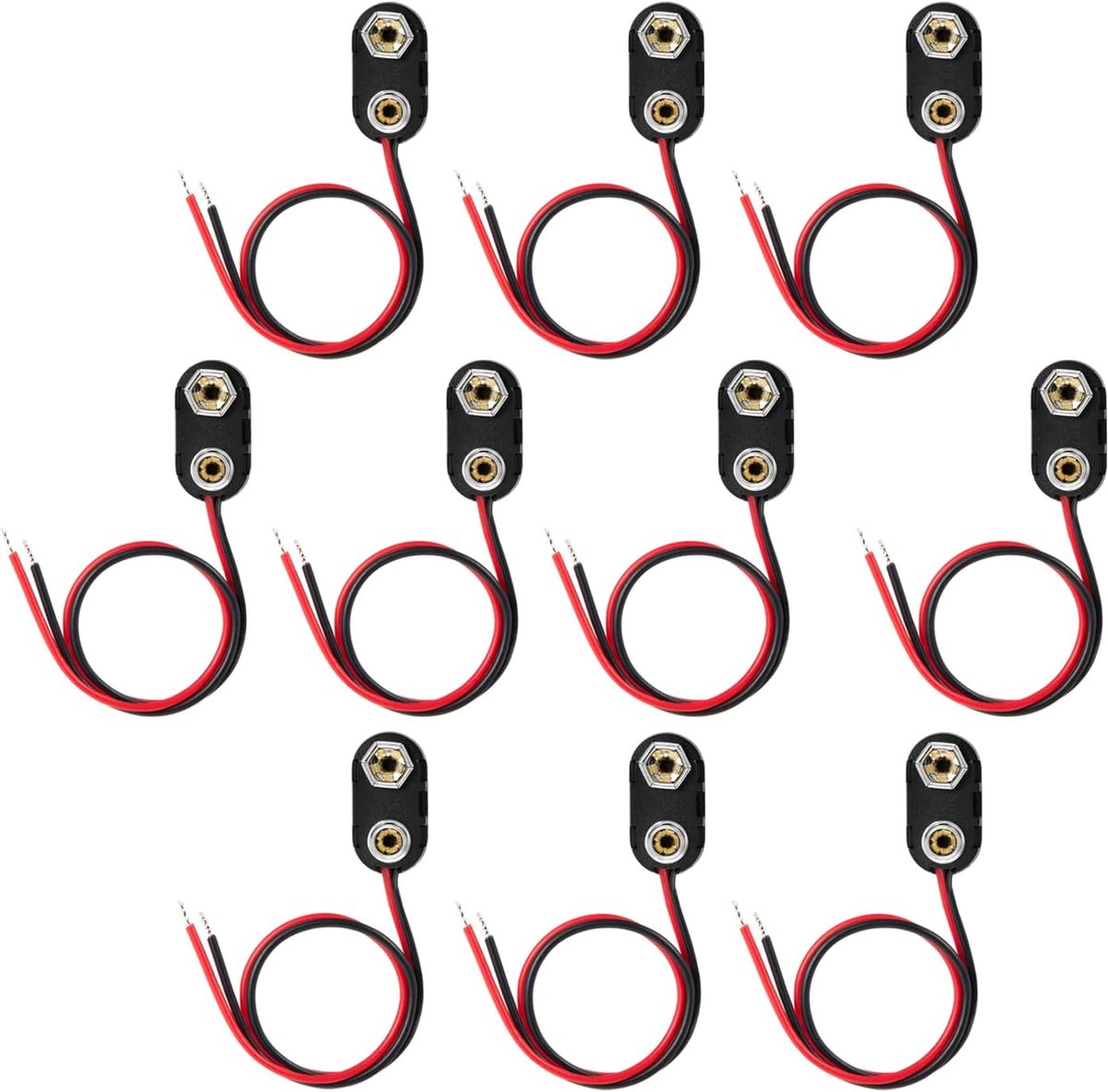 UL-draad 10 stuks 9 V batterijaansluitclip met kabelmantel I-type kunststof behuizing pigtail snap voor 9 volt terminal