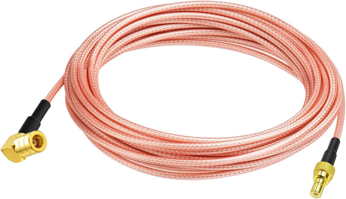 SMB-kabel, 5 m SMB-stekker (haaks) naar bus RG316 auto-antennekabel, 50 Ohm HF-verlengkabel voor auto-DAB-radio, GPS-antenne, SiriusXM en telecommunicatietoepassingen