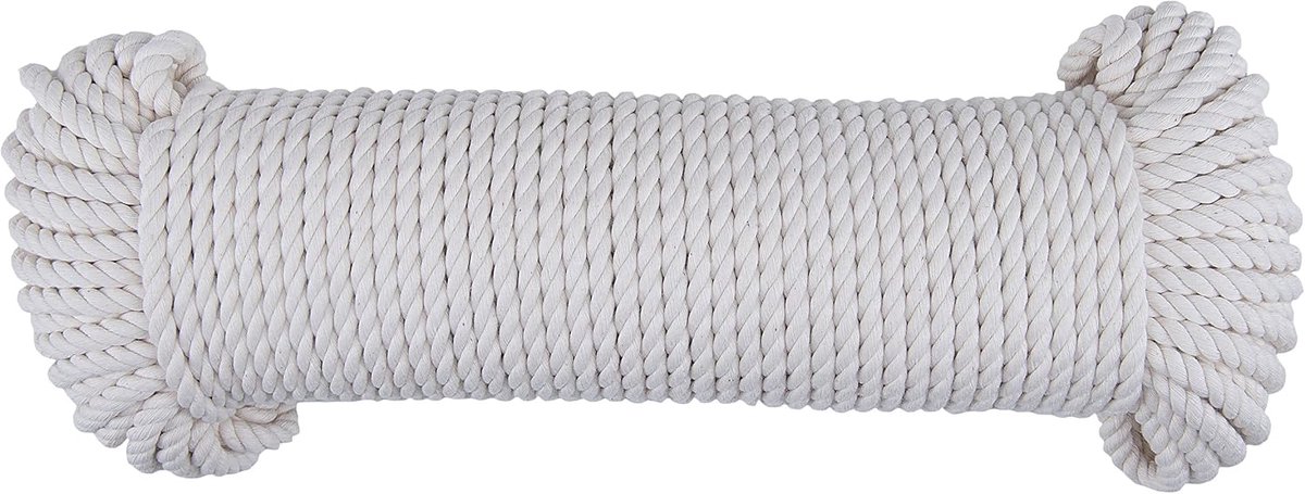 katoenen koord 5 mm x 50 m, UV-bestendig, 1 stuk, natuurlijk wit, B34181