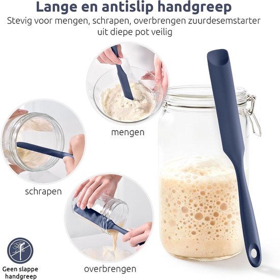 Jar Spatula,Voedselveilig Kleine Siliconen Spatel (Middernachtblauw - Flexibele Lepelvormige Punt en Stevige Kern voor het Mengen,Schrapen en Smeren van Zuurdesemstarter Pindakaas Jam en Slagroom van jar — afbeelding 5