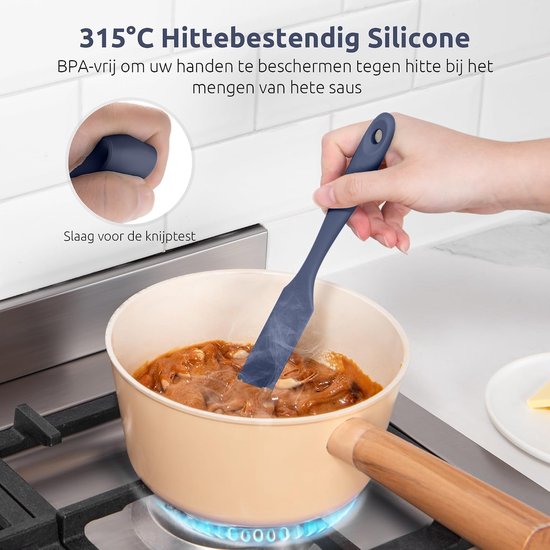 Jar Spatula,Voedselveilig Kleine Siliconen Spatel (Middernachtblauw - Flexibele Lepelvormige Punt en Stevige Kern voor het Mengen,Schrapen en Smeren van Zuurdesemstarter Pindakaas Jam en Slagroom van jar — afbeelding 4