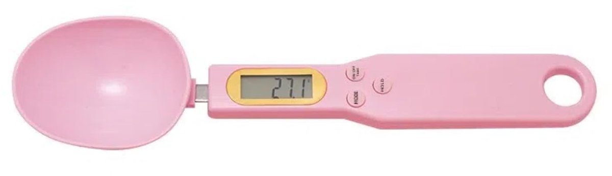 Digitale keukenweegschaal met afneembare lepel 0,5 kg/1 lb met LCD-scherm en 4 meeteenheden roze
