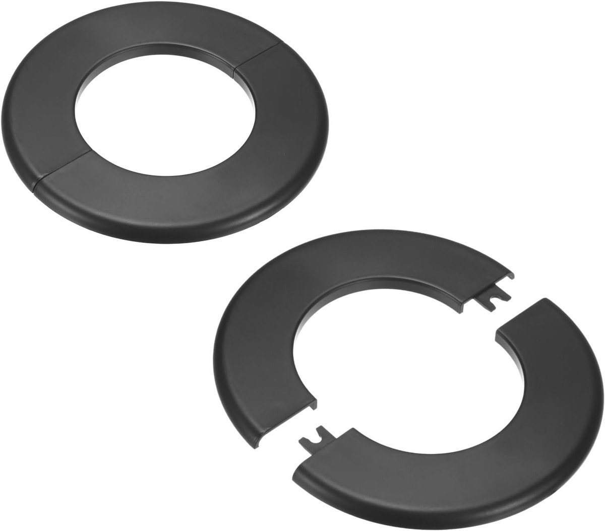 2-Pack Gesplitste Wandflens, voor 3 Inch/76mm OD Pijp ABS Rozet Plaat Ronde Zelfklevende Sanitaire Afdekplaten voor Waterpijp/Kraan [Zwart]