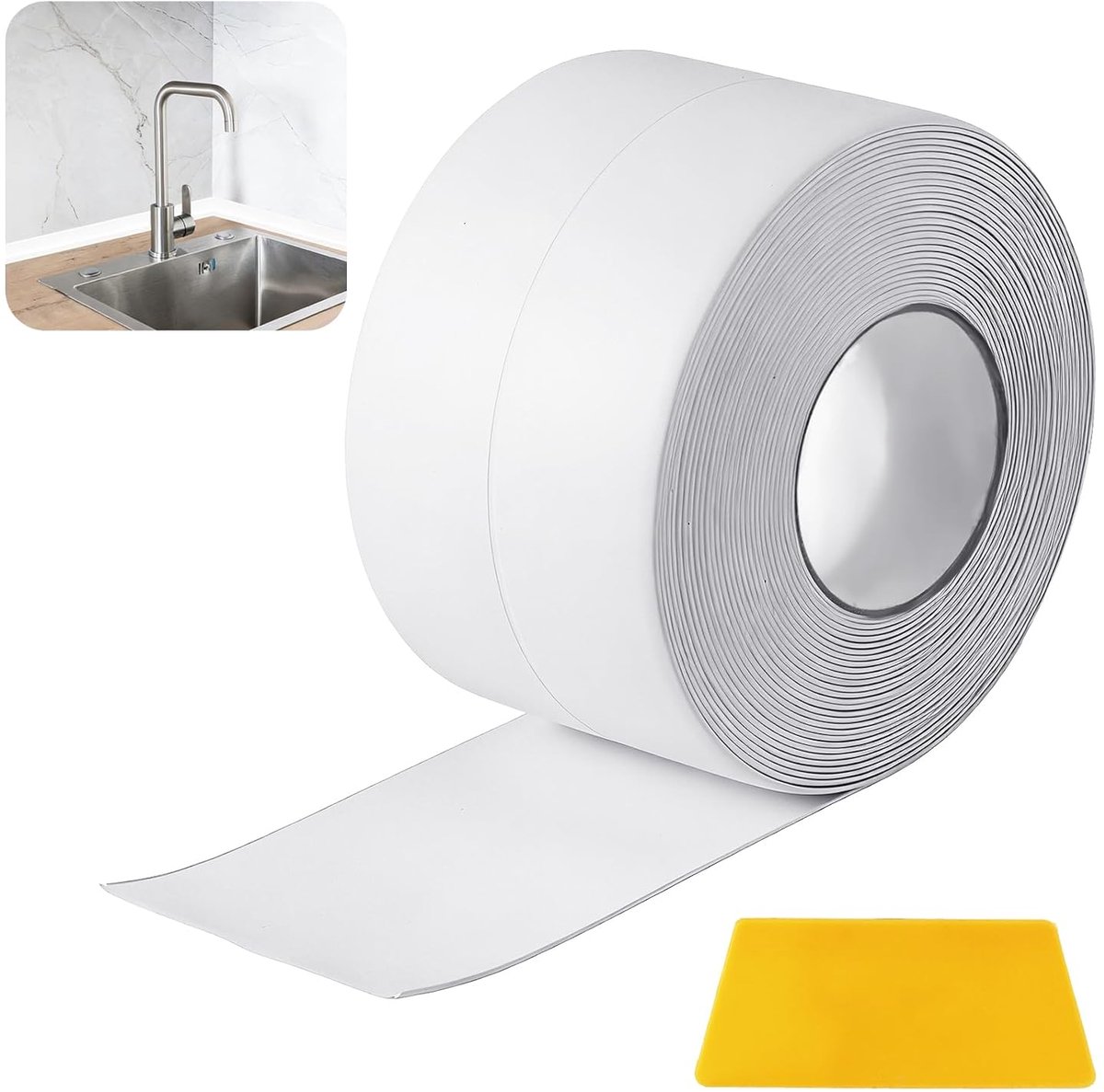 6,5 m zachte plint, zelfklevend, 30 mm x 30 mm, flexibele plint zelfklevend, pvc-plint, zelfklevend, waterdicht, geschikt voor keuken en badkamer (wit)