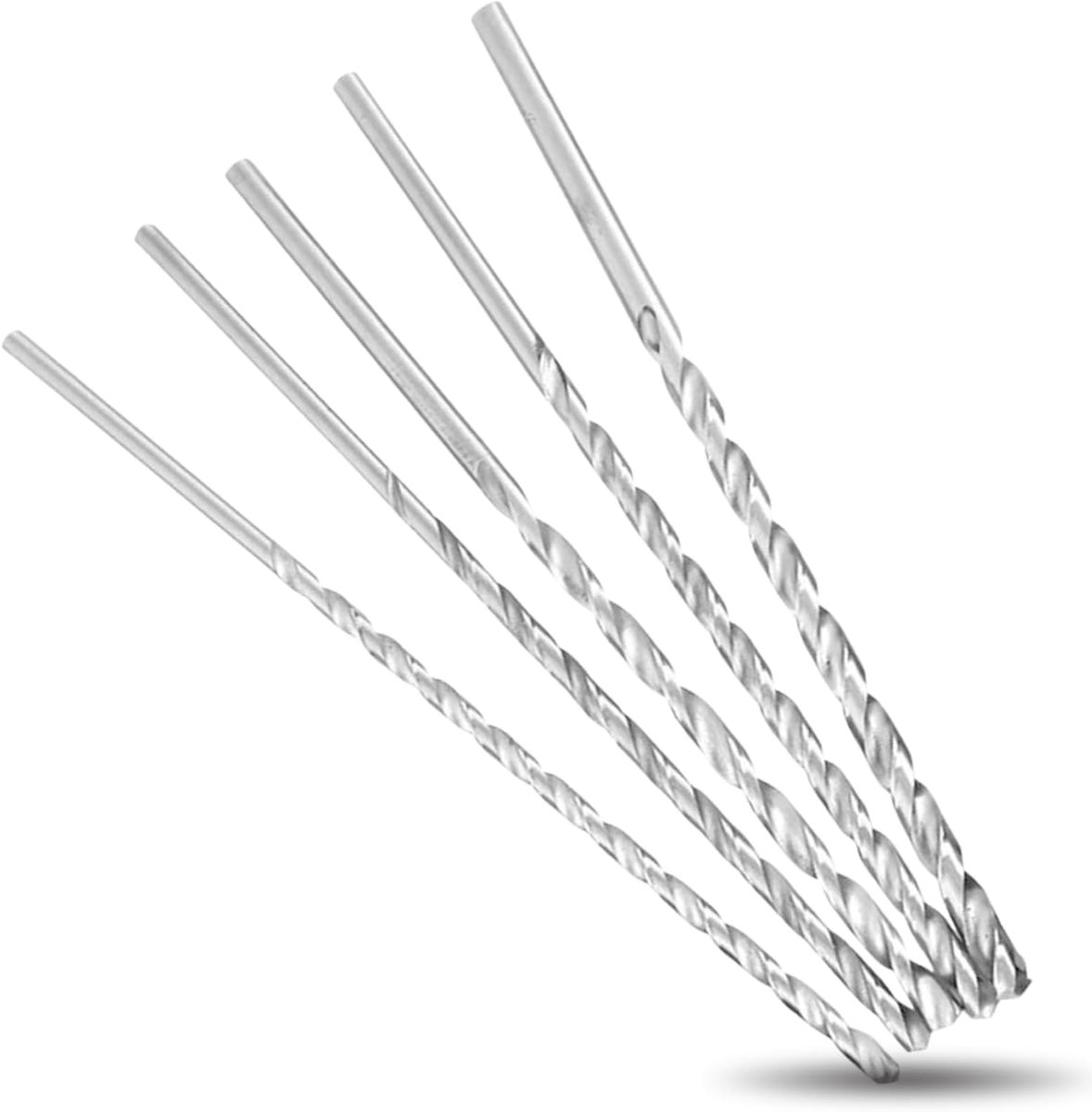 Houtboorset, 5 stuks, lang, hogesnelheidsstaal, rechte schacht, spiraalboor extra lange spiraalboor 2-5 mm