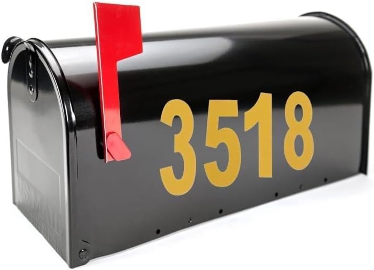 Reflecterende brievenbusnummers voor buiten, 6 stuks 5 cm waterdichte nummerstickers 0-9 zelfklevende tabbladen voor brievenbusborden, huisauto's, deuradres, geel