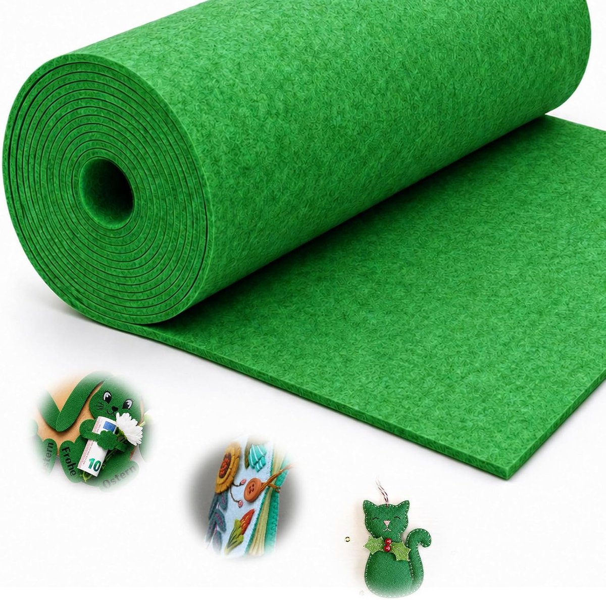 Stof per meter, 33 cm × 350 cm × 3 mm, vilt, per meter, viltrol, polyester, viltmat, 3 mm dik, viltmatten om op maat te snijden, groen