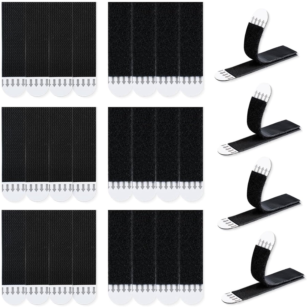 Afbeeldingsmontagestrips, 12 paar (24 strips), medium 19 x 72 mm, nagelloze fotohangers, sterke, niet-schadelijke plakstrip, voor posters en lijsten (MB19712), zwart