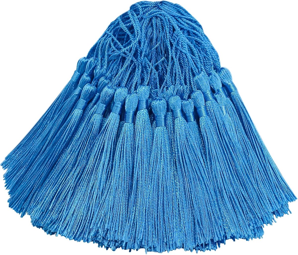 Kwastjes, hangers, handgemaakt, doe-het-zelf, knutselen, pauwblauw | Hangende kwastjes, cadeau voor bladwijzers, sieraden maken, tas, sleutelhanger, decoratie, slinger en feestaccessoires