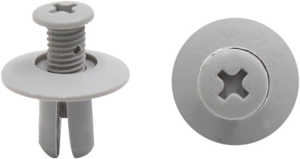 Map kunststof klinknagels, 8 mm, grijs, clip, deur, bumper, 100 stuks