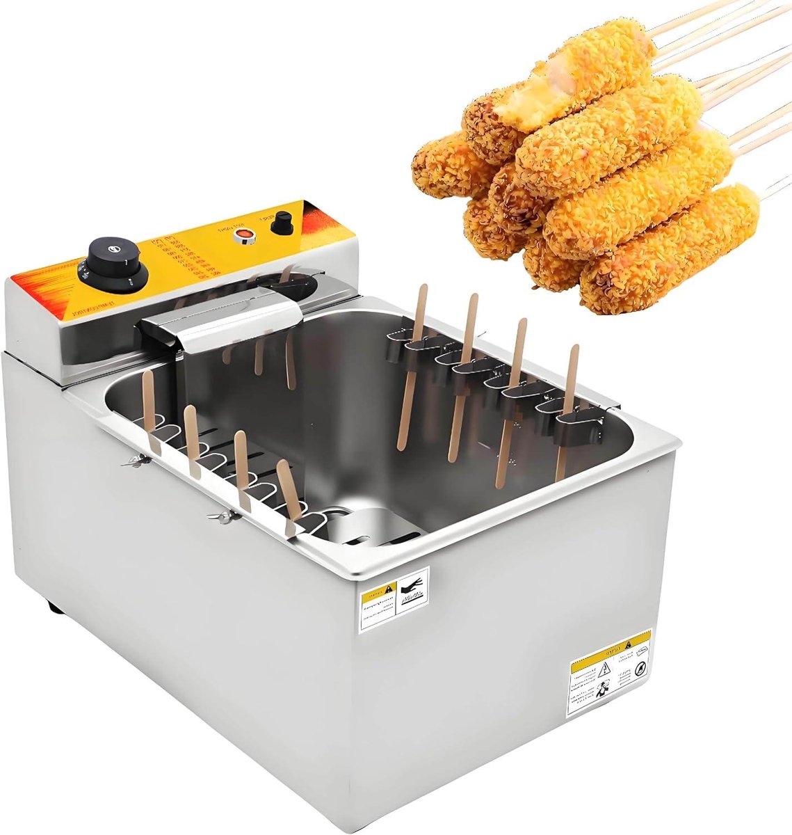 Elektrische Frituurpan - Commerciële Frituur - Snacks Frituren - Instelbare Temperatuur - 25 Liter Capaciteit - Zilverkleurig