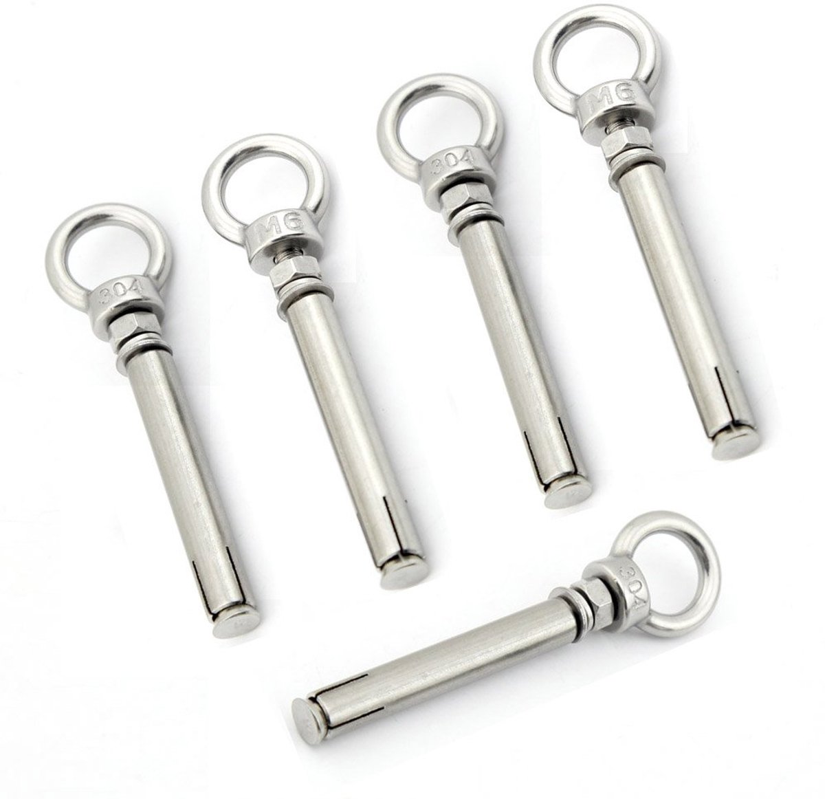 5-Pack RVS Ring Lifting Uitbreiding Oogbout Schroef M6x80mm