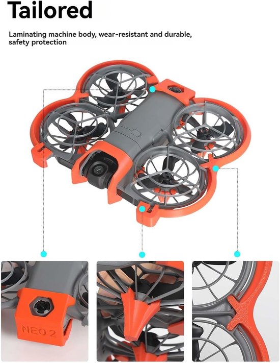 3-in-1 anti-botsing bescherming guard set voor DJI Neo 2 accessoires, propeller guard protector + landingsgestel + gimbal bumper guard voor DJI Neo 2 drone accessoires (zwart) — afbeelding 5