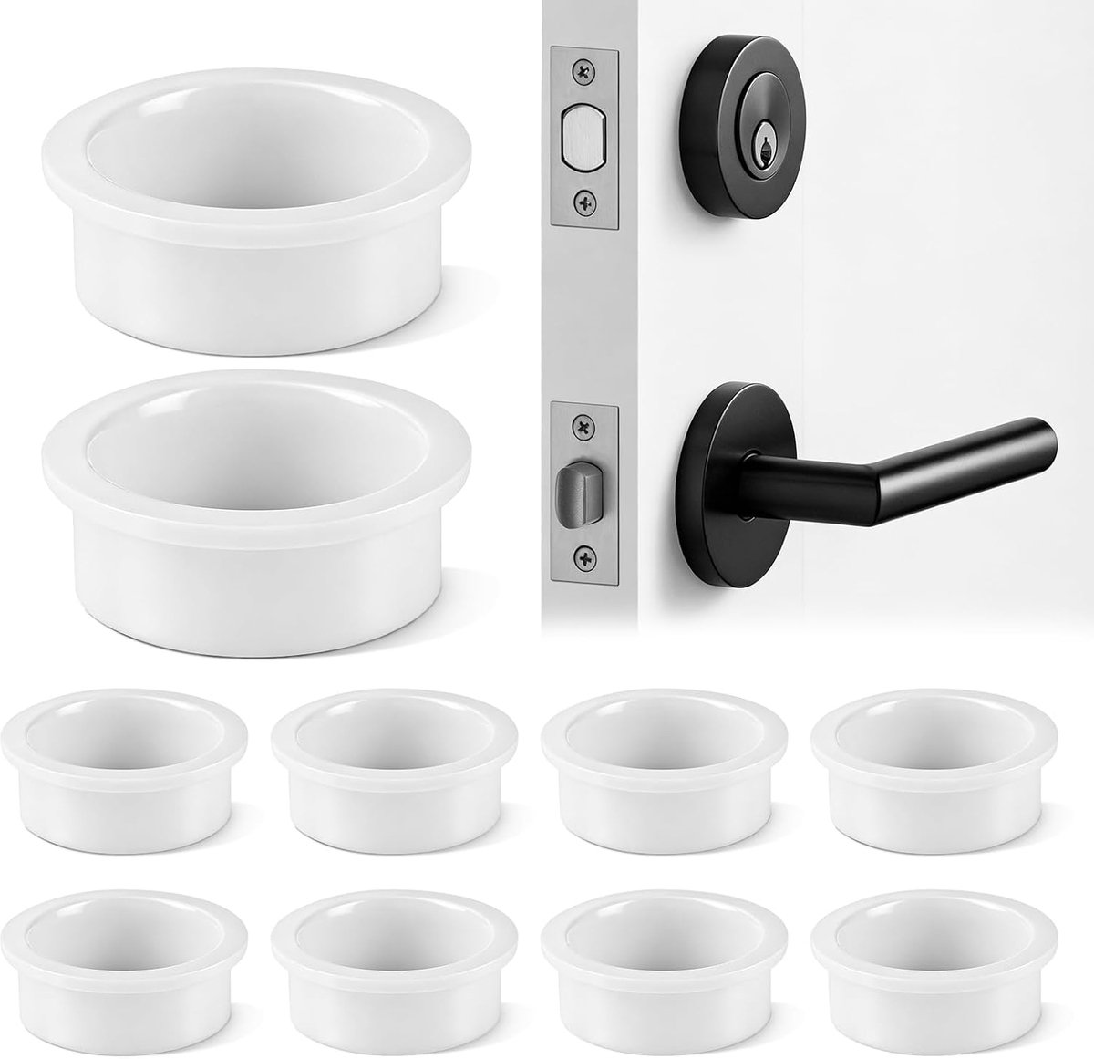 geleidingsringen, witte plastic hulzen 10 stuks, Ø 18 mm, vermindering van speling en geluid, voor kamersloten, raamgrepen, geschikt voor huisreparatie hardware