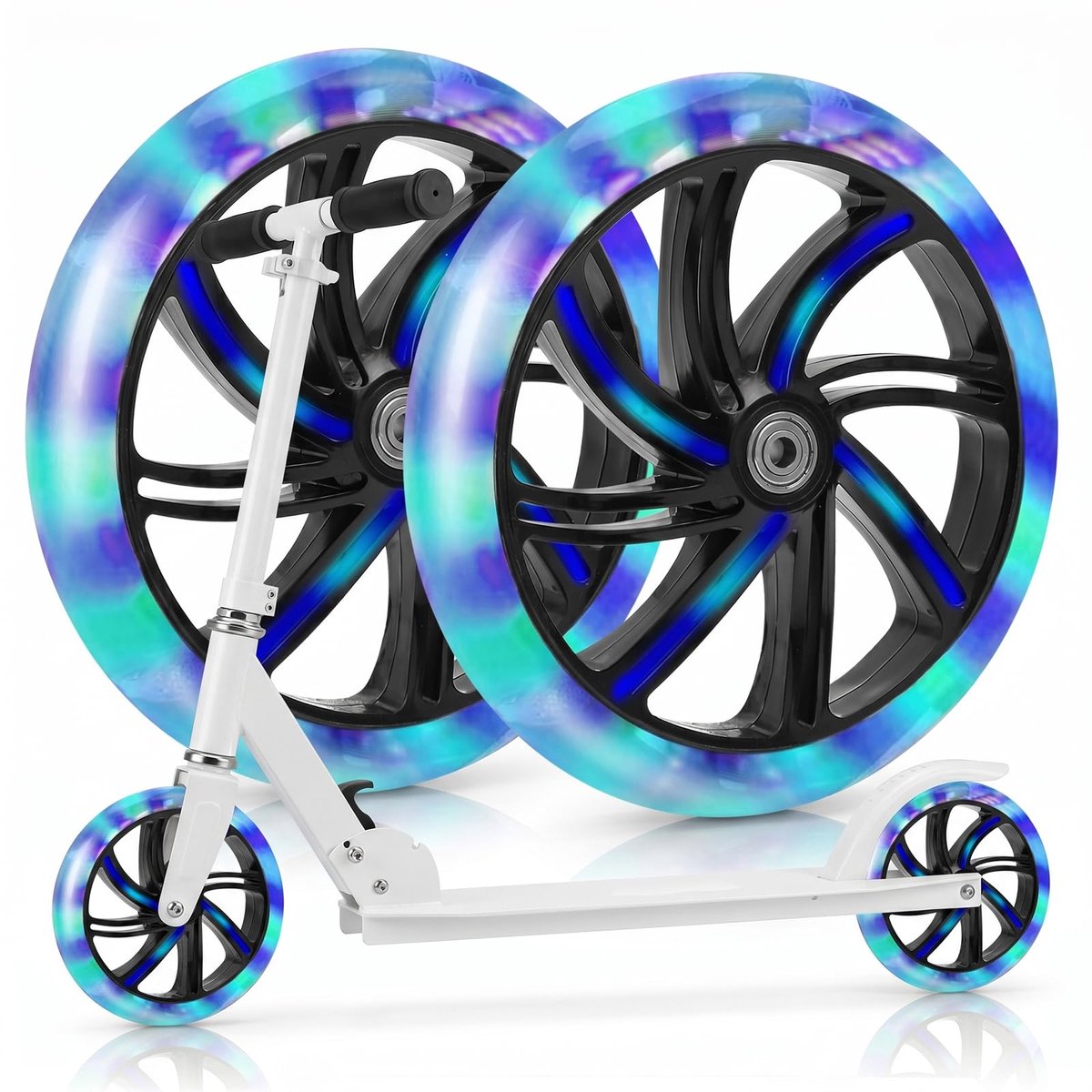 Scooterwielen 200 mm - oplichtend - antislip - reservewielen voor extra veiligheid - SnelShoppen