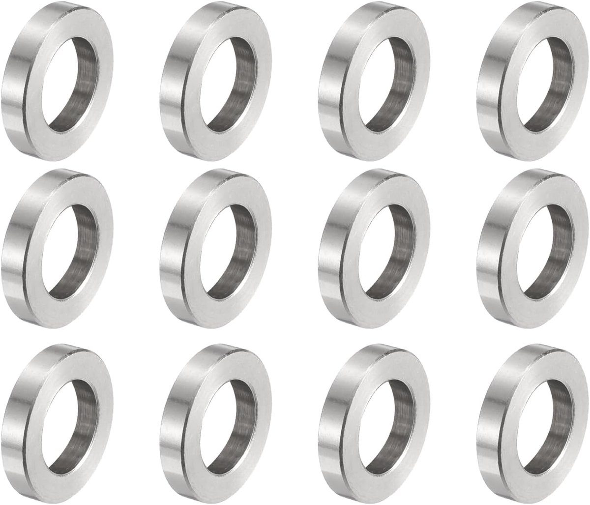 12 stuks roestvrijstalen afstandhouders 12 mm boring x 20 mm buitendiameter x 4 mm lengte schroefbus blanke afwerking ronde metalen afstandshulzen voor M12 schroeven bouten stangen