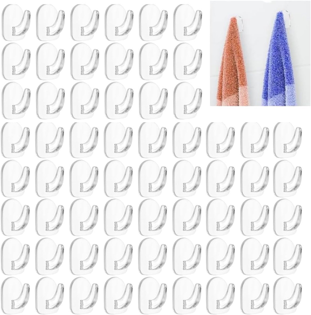 100 Stuks Herbruikbare Naadloze Haken Transparante | Doorzichtig Plastic Kleverige Hangende Haak,Zelfklevende Muurhaken Om Op Te Hangen,Transparante Kleverige Hangers