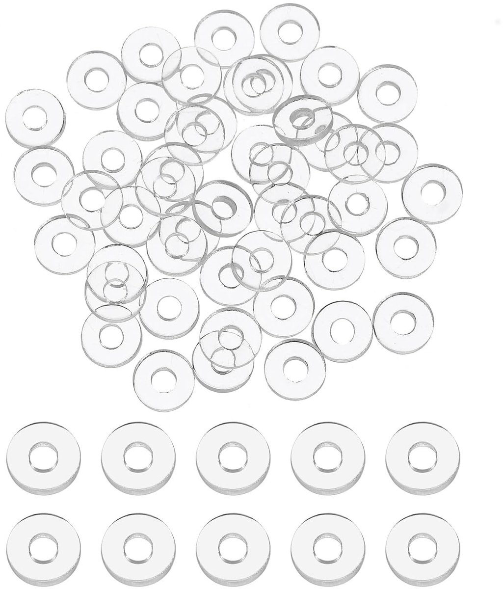 Platte sluitring, 200 stuks PVC kunststof afdichtringen ronde afstandhouder 2 mm boring 5 mm buitendiameter 0,5 mm dikte voor deurgrepen douche, transparant