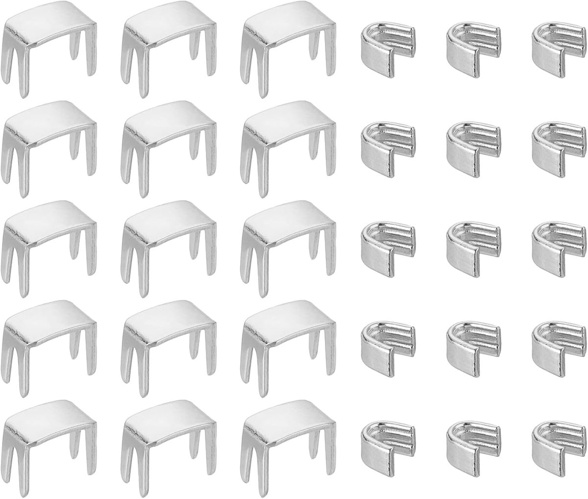 Sluitingen, 100 stuks onderste klemmen en 200 stuks bovenste clips voor tassen, mantels, jassen, gesloten ritssluitingen, vervanging, zilver