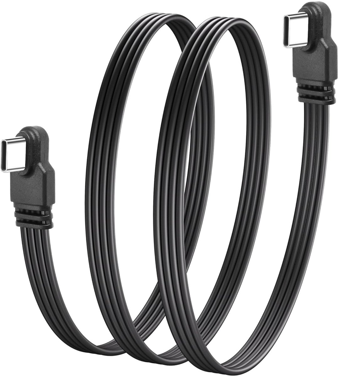 USB C naar USB-C Kabel 50cm - 90 graden hoekplug - Flat kabel - Ideaal voor opladen en datatransfer - ShopVlot