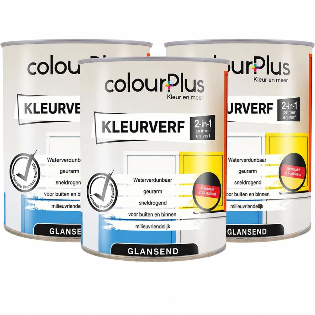 ColourPlus Lakverf - Dekkende Verf - Acrylverf - 2-in-1 - Weerbestendig - Glans - Crème Wit - 3x750ml (2.25L)