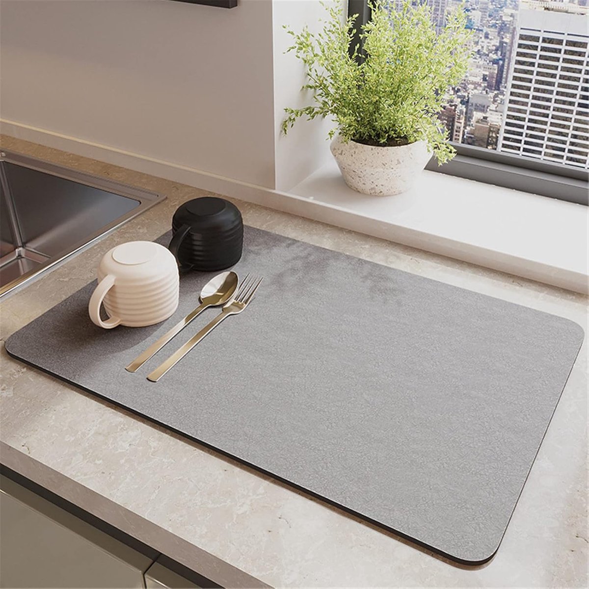 Afvoeronderlegger 30 x 40 cm - Absorberend en sneldrogend - Bescherming tegen vocht - Ideaal voor keuken en cafe - ShopVlot