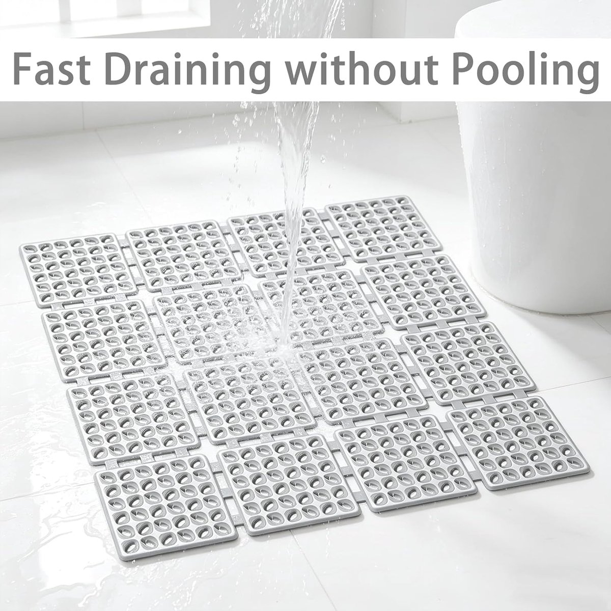 Douchemat 60 x 60 cm - grijs - antislip - schimmelbestendig en machinewasbaar - ShopVlot