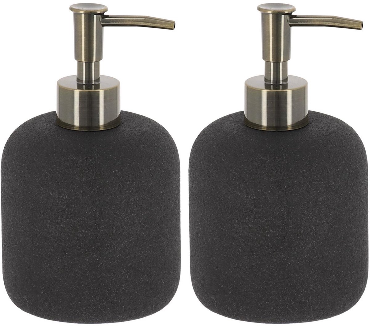 Tendance zeeppomp / zeepdispenser Como - 2x - antraciet - 400ml - rond - polyhars