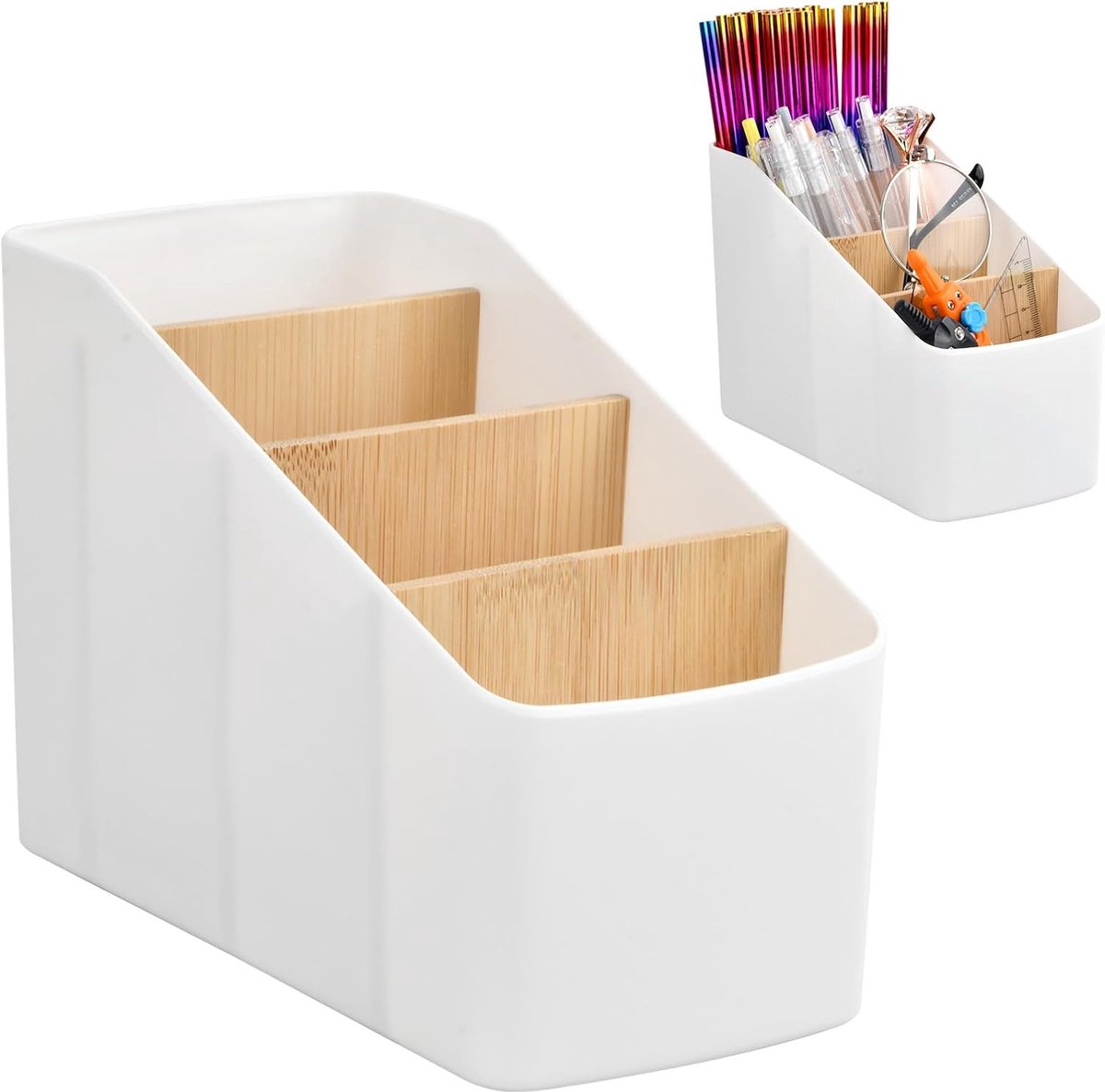 Desk Organiser 4 Compartimenten - Bamboo - Stevige opslag voor pennen en afstandsbedieningen - ShopVlot