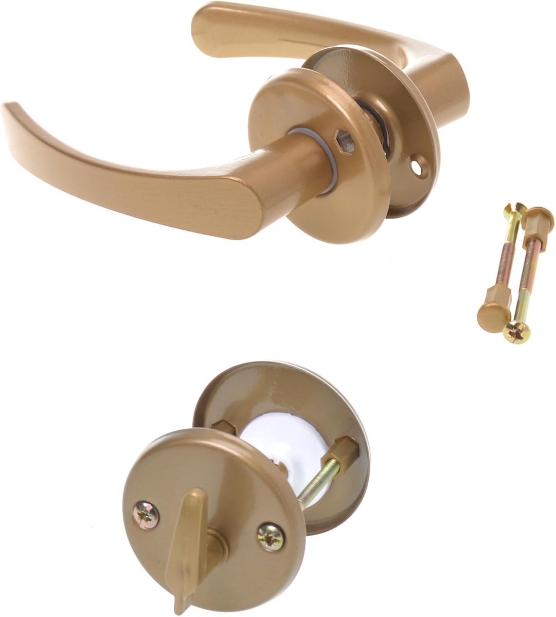 SnelShoppen - Rosette Set Deurknop Set, Deur Fittingen, Goud, Geschikt voor WC en Badkamer, Universieel voor Alle Deuren, Links en Rechts