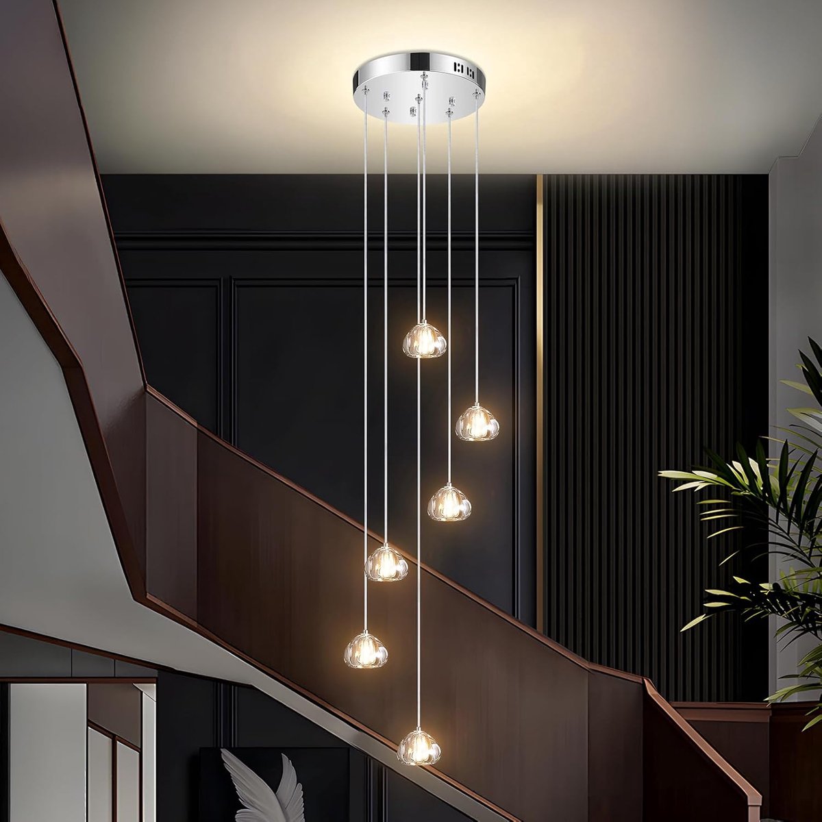 Hanglamp kristal 6 lichten - ronde vorm - chroom - moderne kroonluchter voor woonkamer - ShopVlot