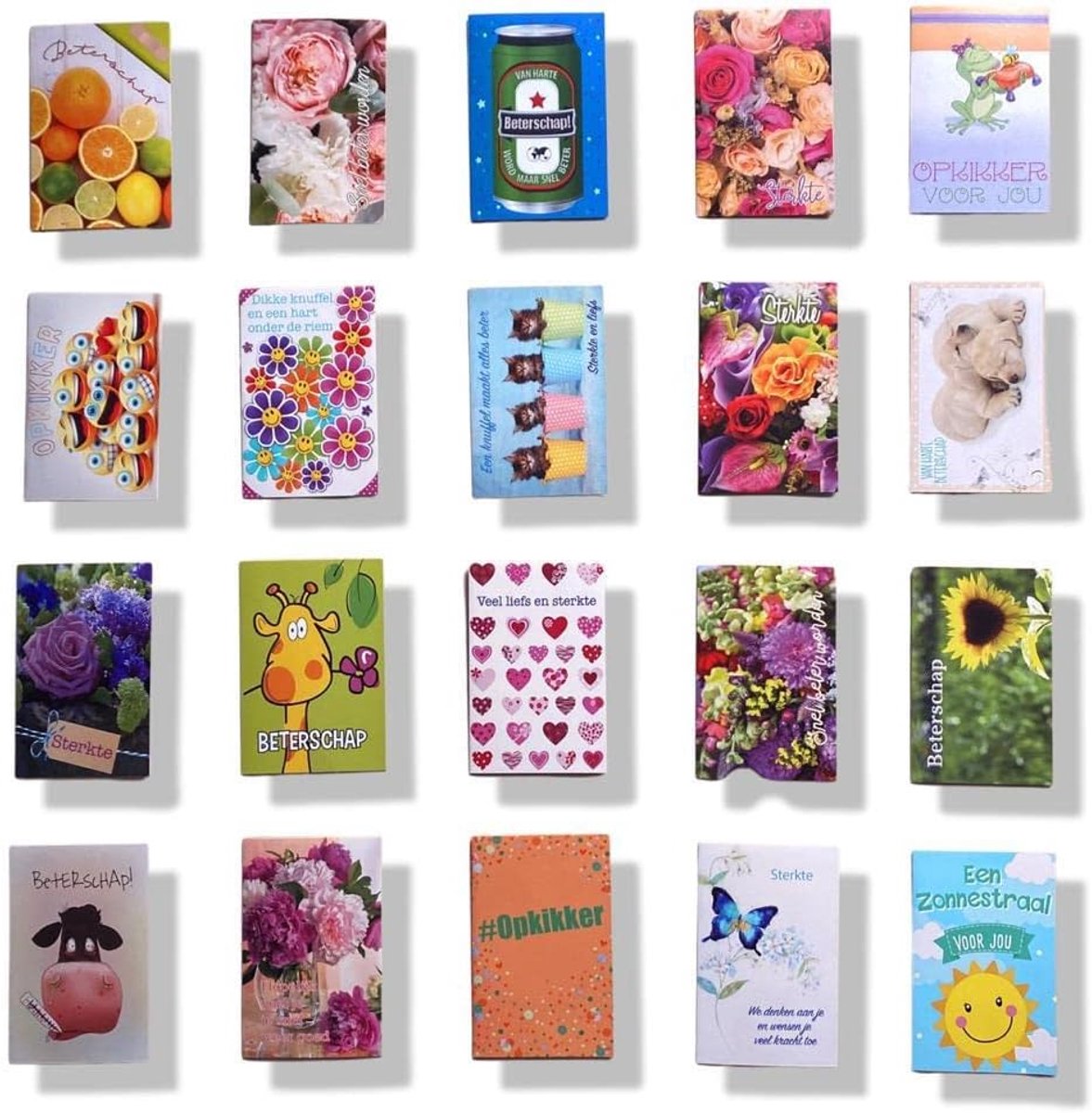 Get Well Cards 20 Stuks - 12x17cm Vouwkaarten - Inclusief Enveloppen - Persoonlijke boodschap voor zieke - ShopVlot