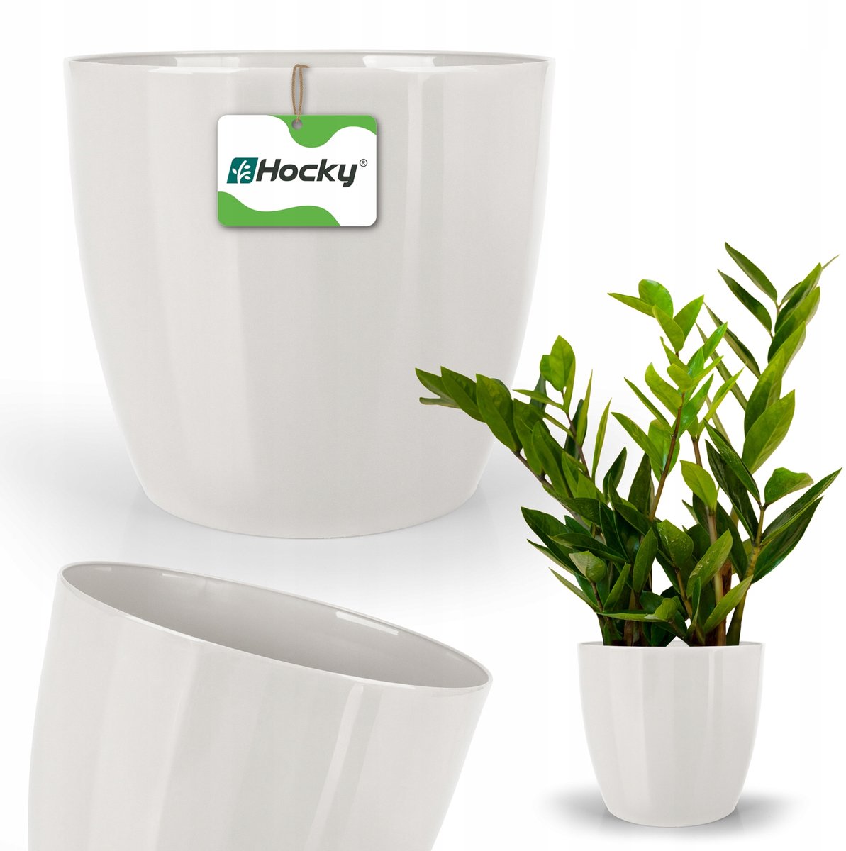 Witte Kunststof Bloempot 20cm - Decoratieve Plantenbak voor Binnen en Buiten