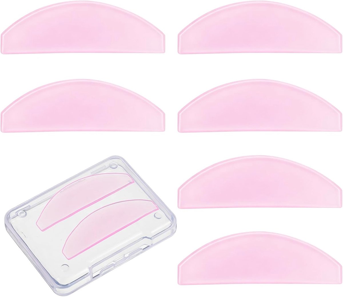 wimperlifting-pads 8 stuks - siliconen roze - ultradun en plakkerig - perfecte fixatie voor wimperlifting - SnelShoppen