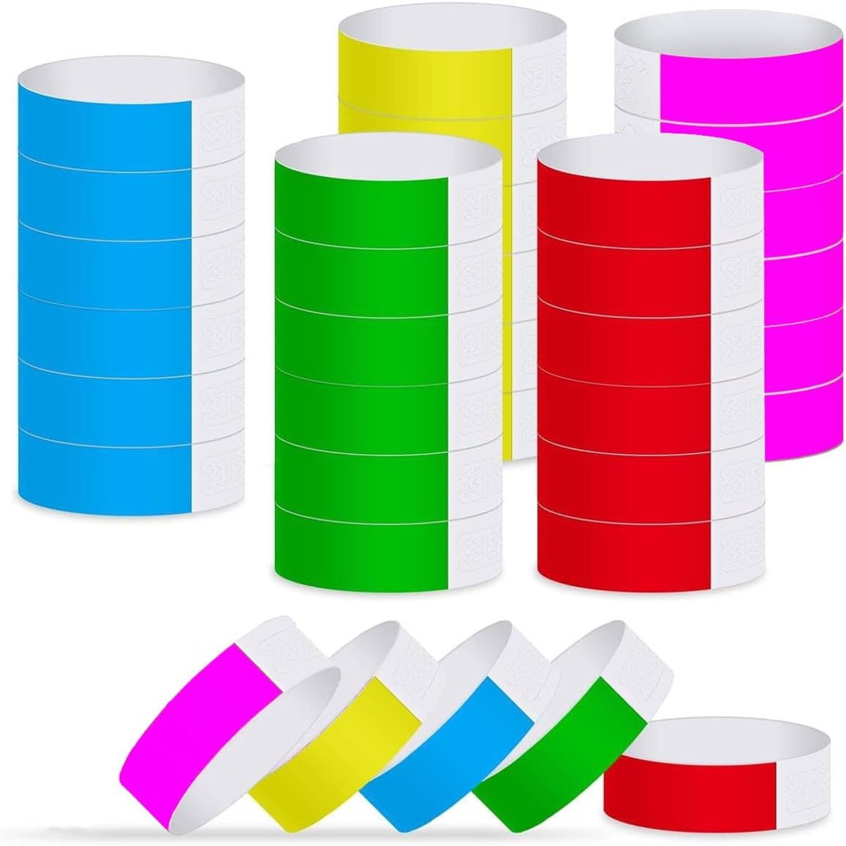 Festival armbanden pack van 500 - waterdicht papier - 5 kleuren - ideaal voor evenementen - SnelShoppen