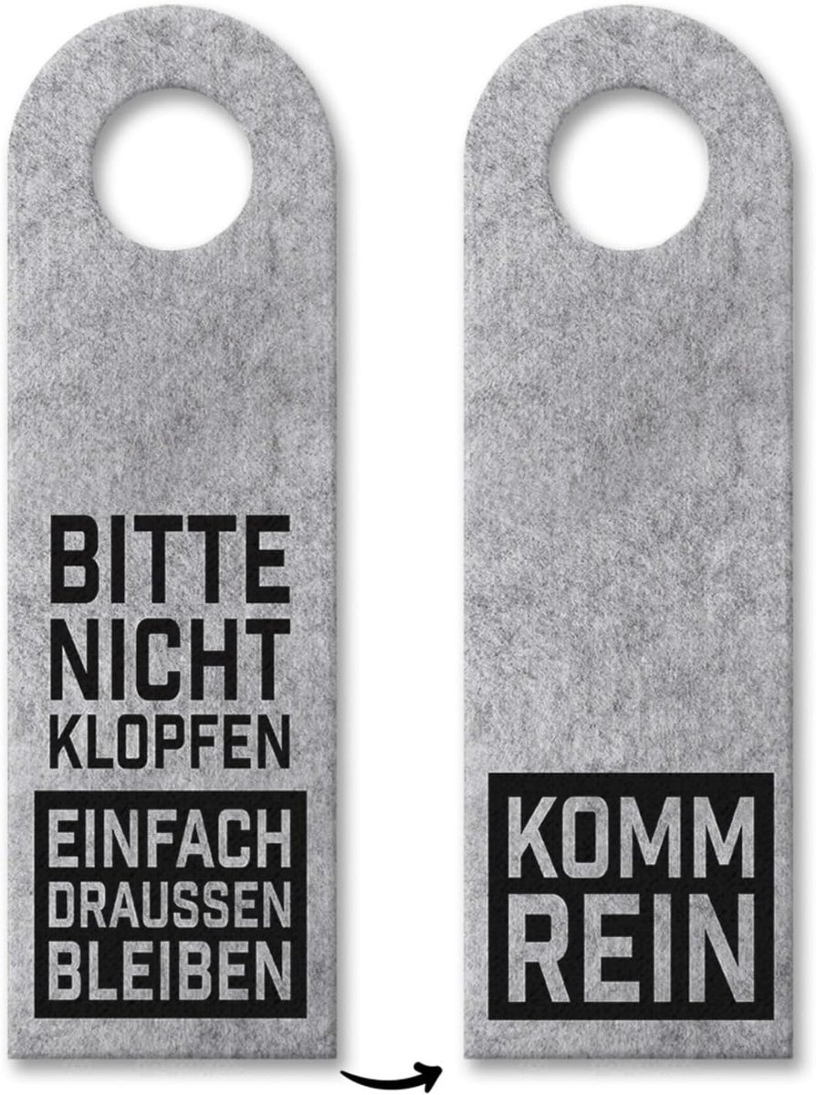 Deurhanger - grijs - rustgevende boodschap - voorkom ongewenst geklop - SnelShoppen