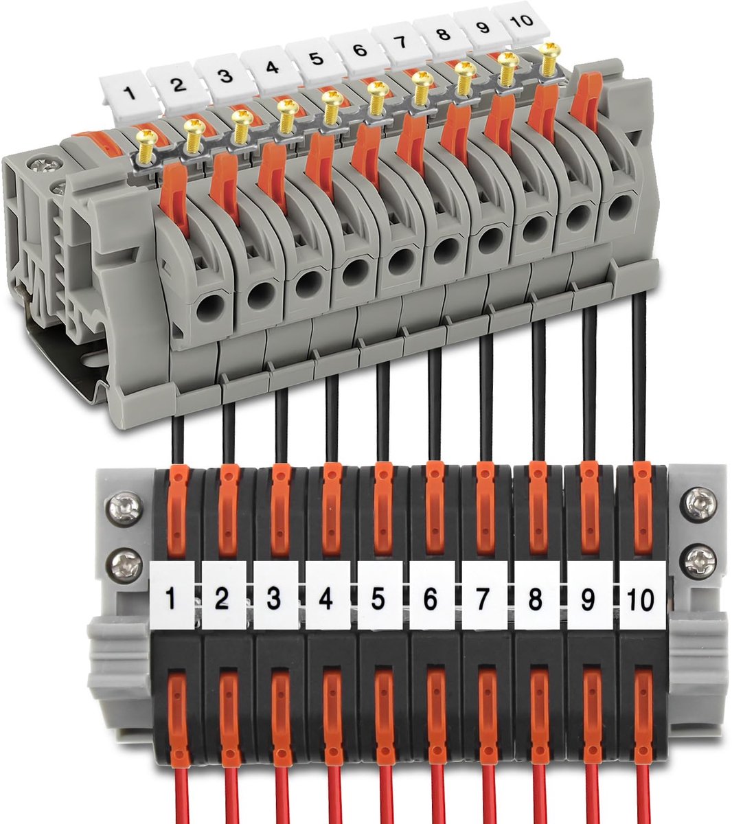 DIN rail klemmenblok 20 stuks - 0.08-4 mm² - geschikt voor vaste kabels - ideaal voor automatiseringsprojecten - SnelShoppen