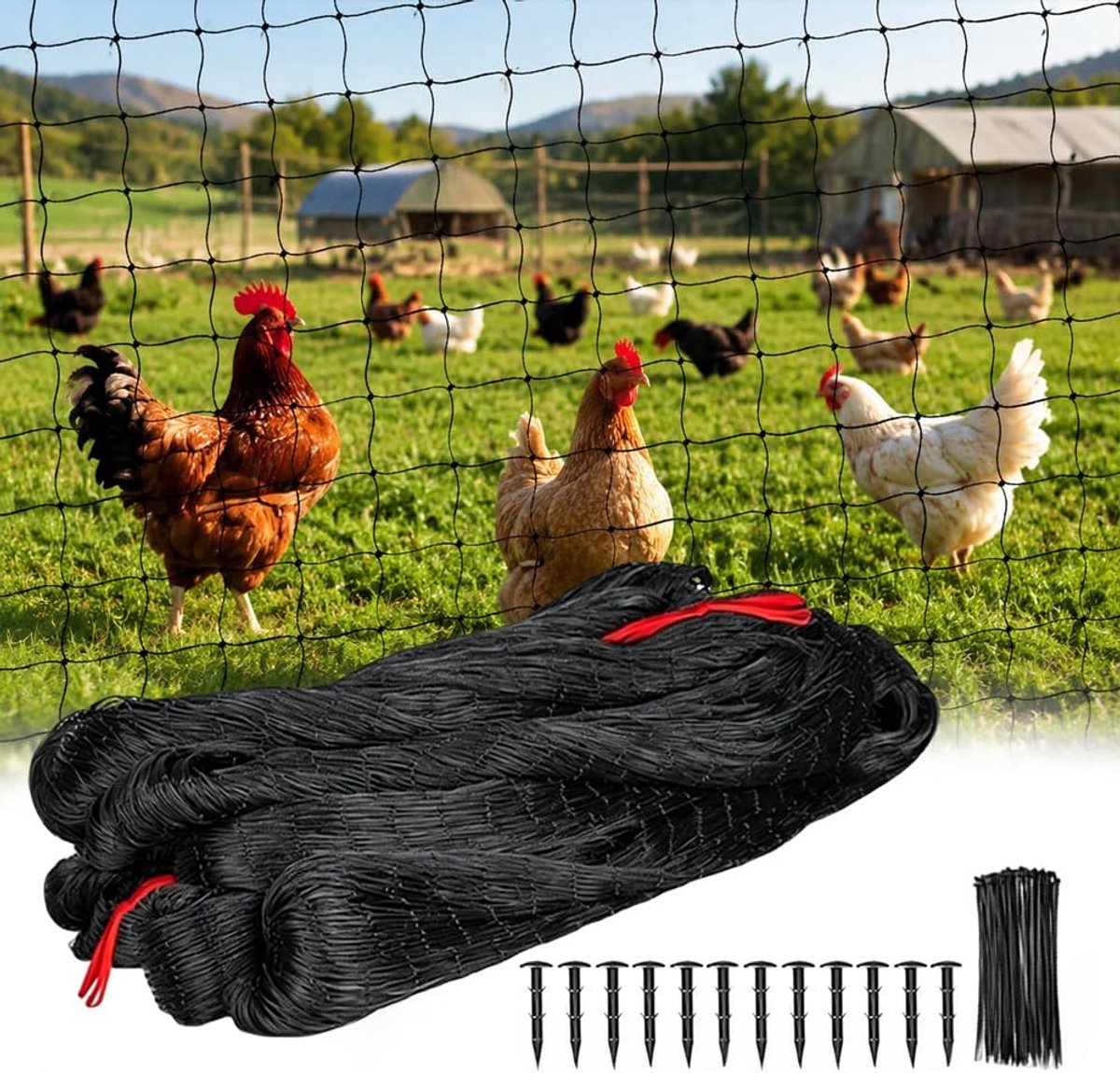 Vogelbeschermingsnet 7,5 x 15 m - zwart - scheurvast - bescherming voor balkon en vijver - SnelShoppen