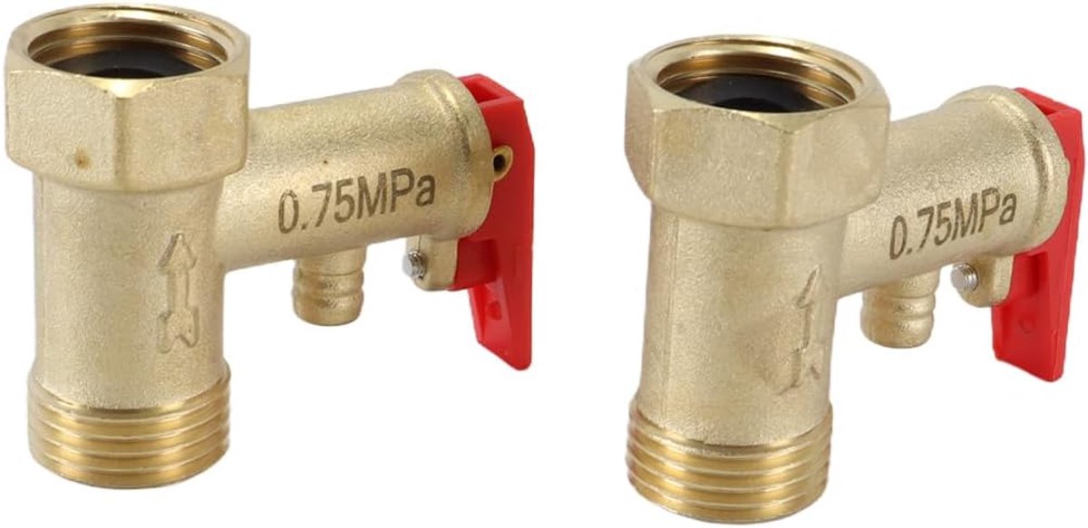 Veiligheidsventiel 0.75MPa - 1/2 inch messing - drukontlastend - geschikt voor boilers - SnelShoppen