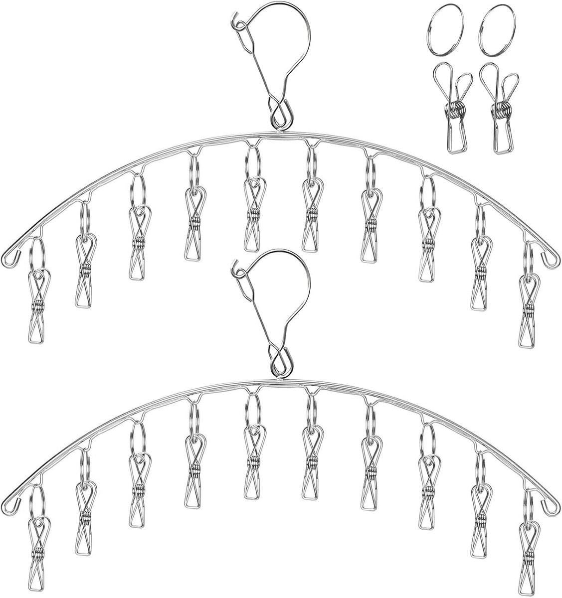 Droogrek met 10 Klemmen - Rvs Hangend Droogrek - Ruimtebesparend ontwerp - Ideaal voor kleine kledingstukken - SnelShoppen