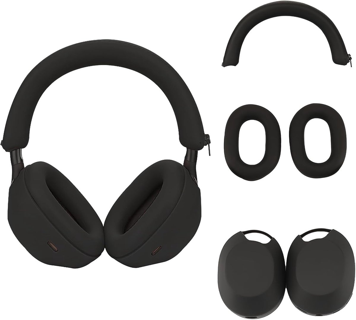 Siliconen hoes voor Sony WH-1000XM5 - Zwart - Beschermend - Bescherming tegen krassen - SnelShoppen