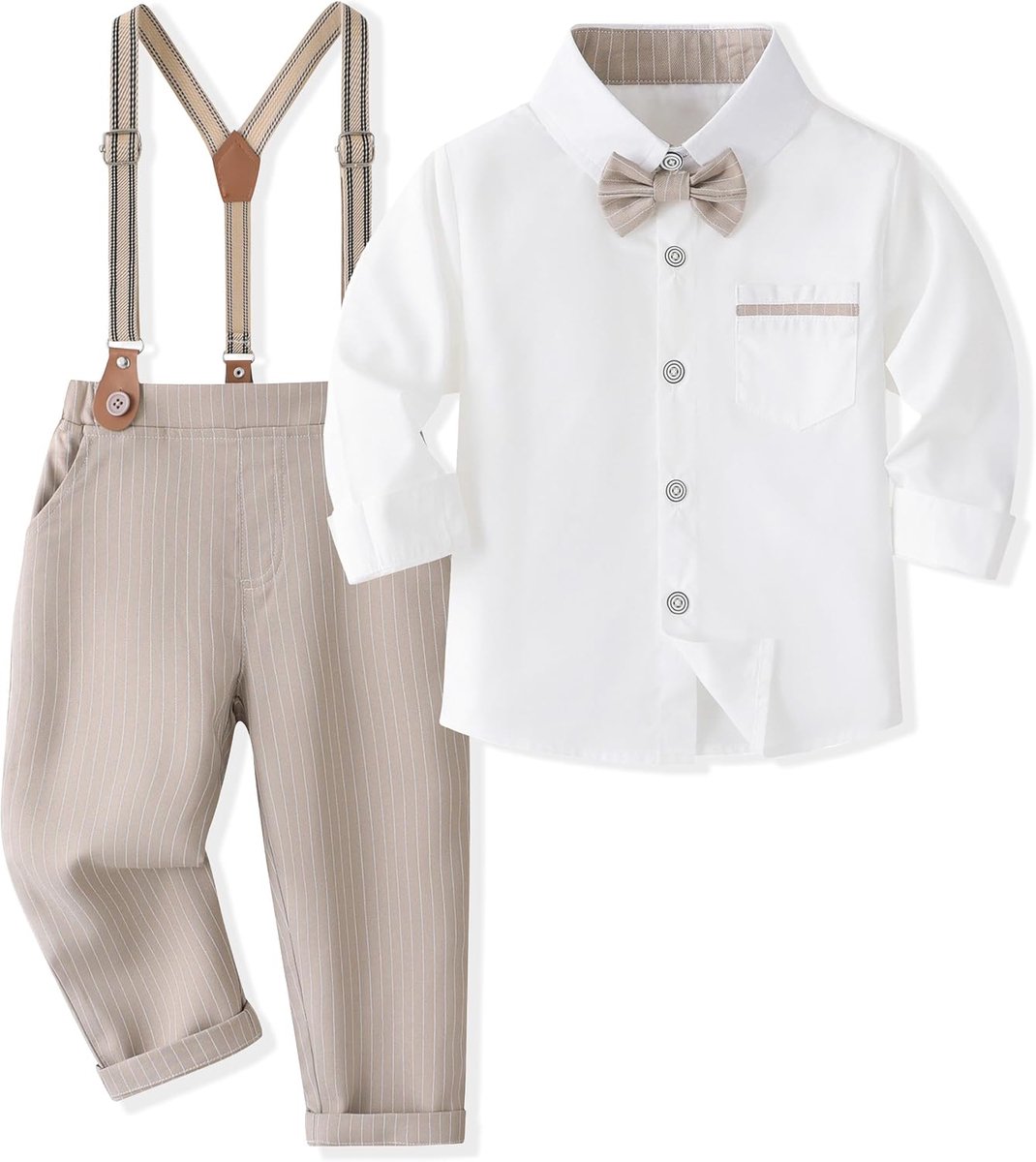 Gecoördineerde outfit voor baby's en kinderen - kaki strepen - maat 18-24 maanden - stijlvol en comfortabel - SnelShoppen
