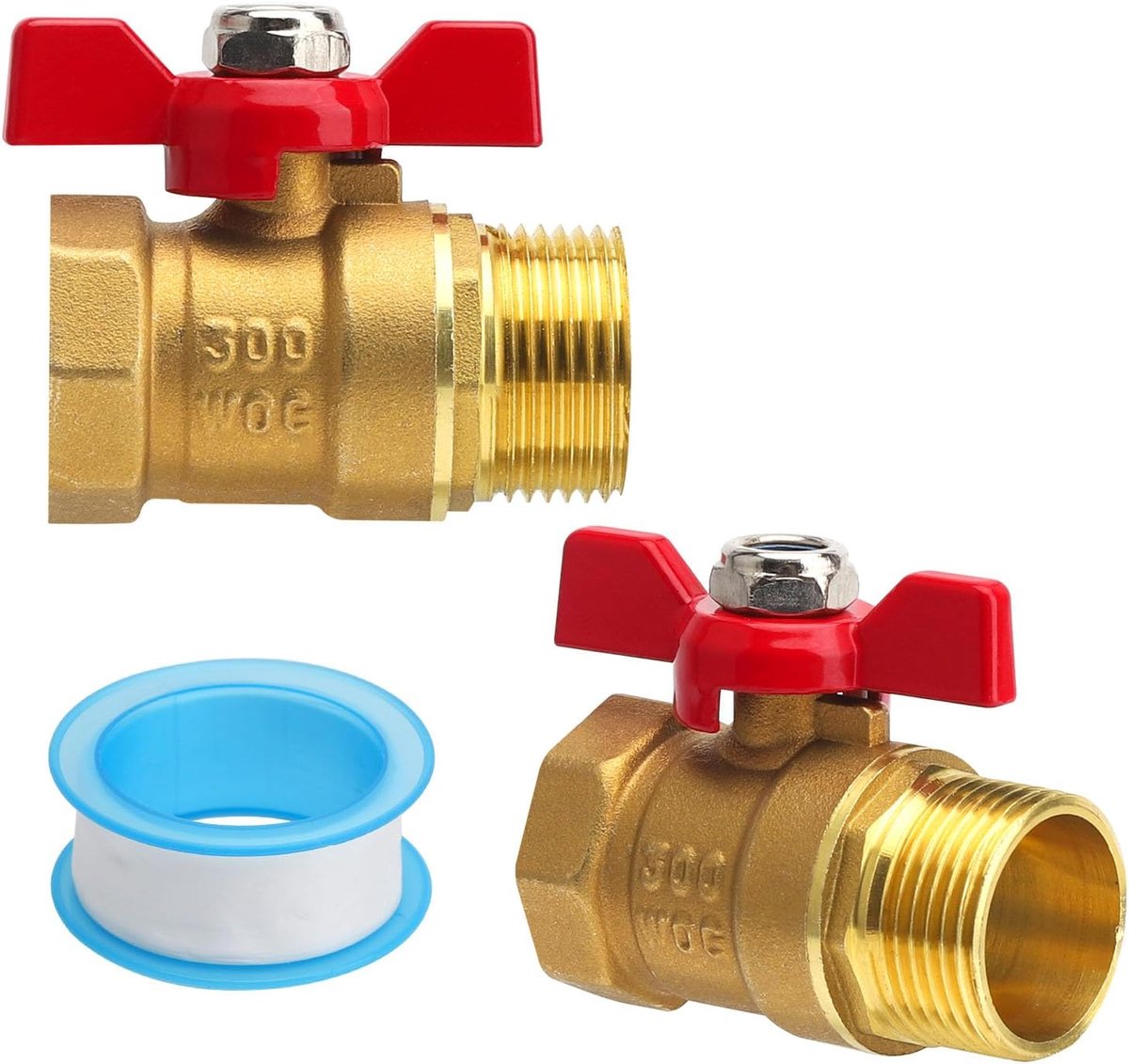 Kogelkraan 3/4 Inch - Messing - Met rode handgreep - Ideaal voor waterleidingen - SnelShoppen