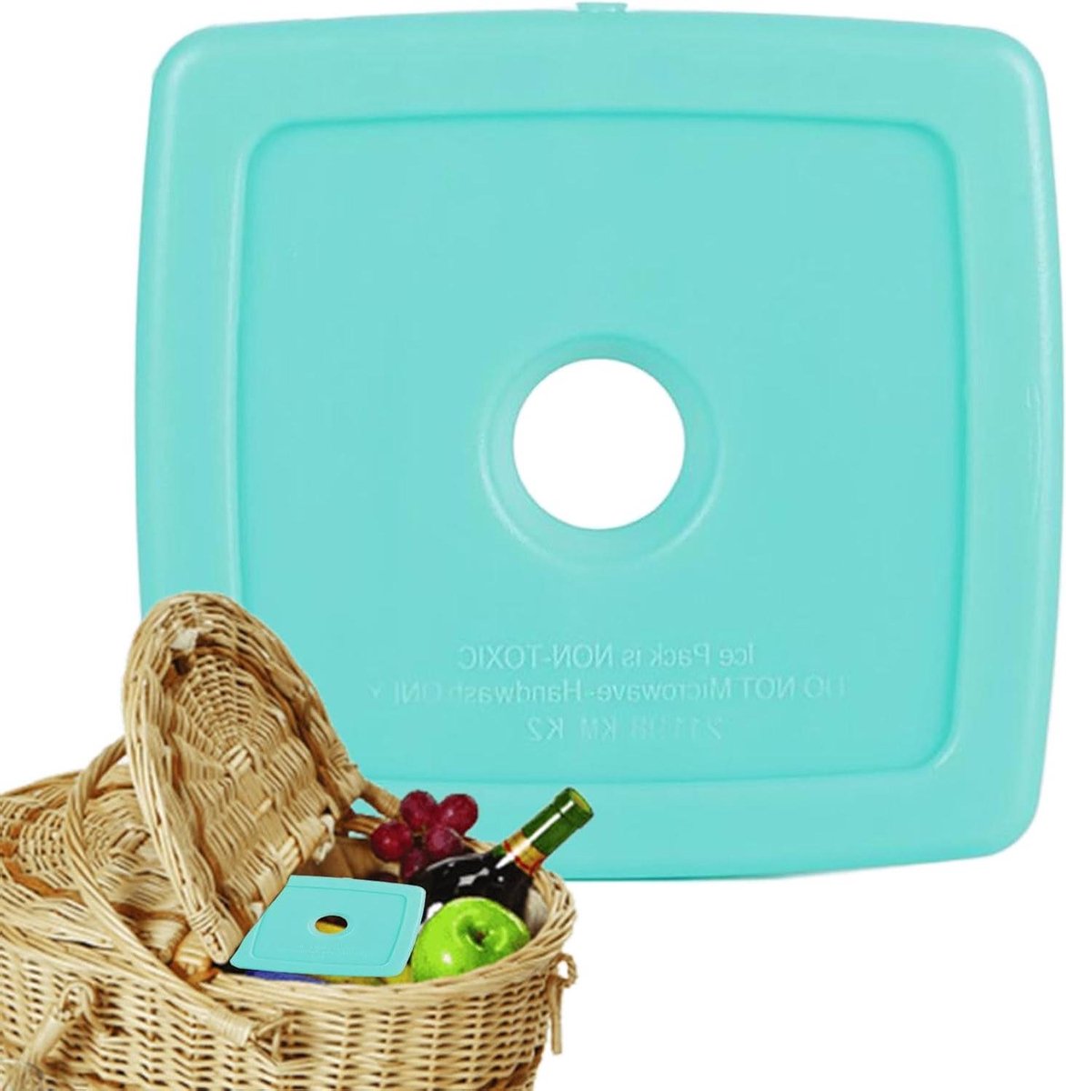 Broodtrommel - Koel elementen - Lunch vers houden - Ultradun plat ontwerp - 12 x 12 x 1 cm - Mintgroen