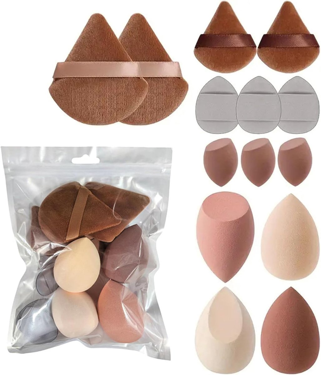 Makeup Sponges Set van 14 - Gemengde vormen - Natuurlijke latex - Ideaal voor een egale teint - SnelShoppen