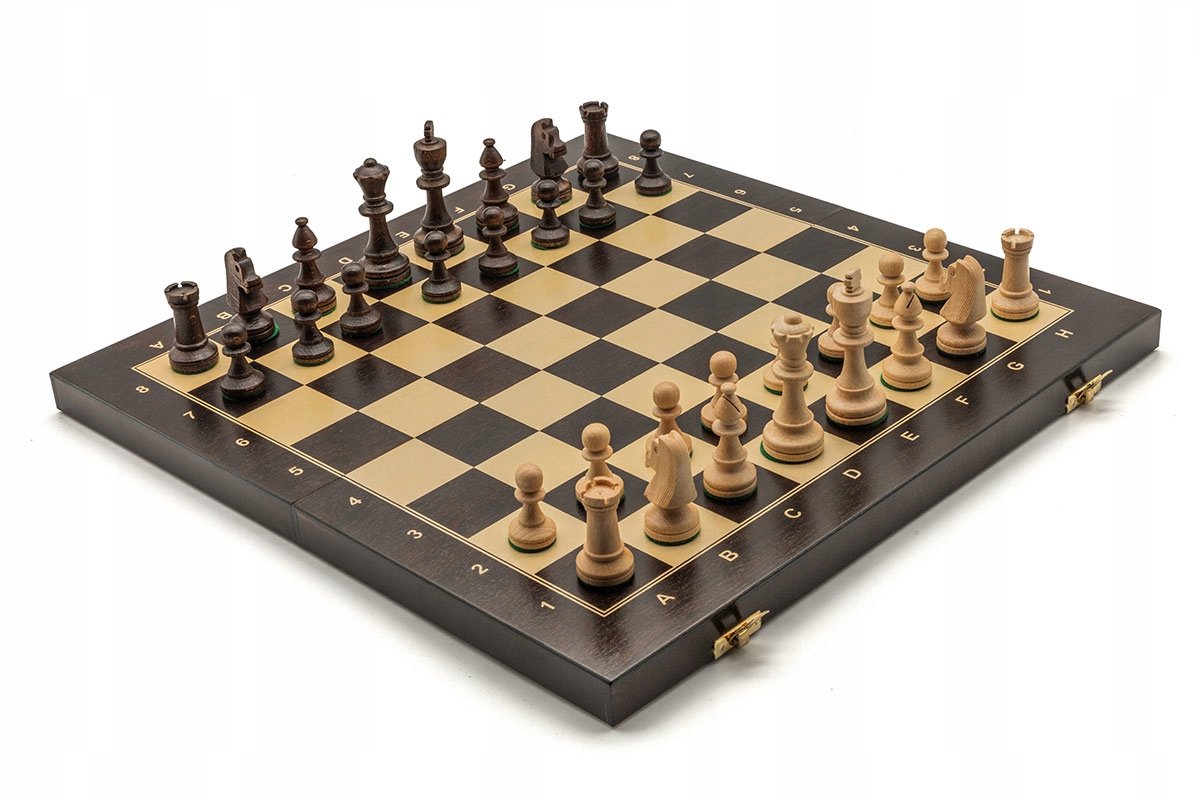 Merkloze Houten Schaken Set - Toernooi Maat 4, Bruin