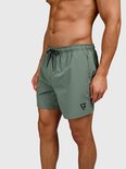 Maillot de bain homme vert vintage avec cordon noir et logo.