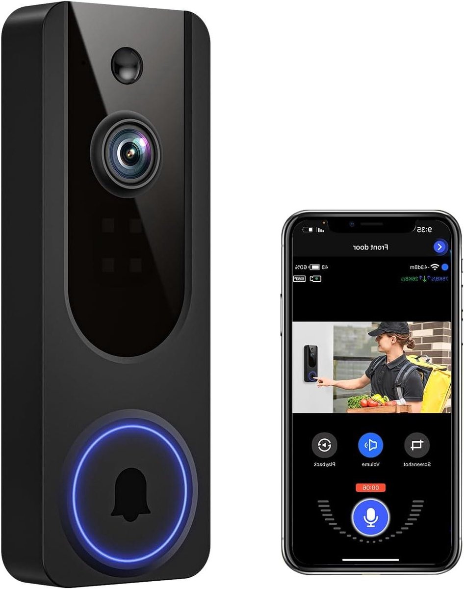 Video Deurbel Camera - Draadloze Deurbel WiFi Camera - Huisbeveiliging - AI Detectie - 1080p Resolutie - Zwart
